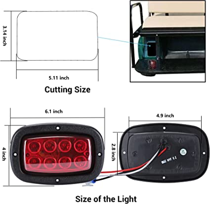 Golf Cart LED Light Dimensions