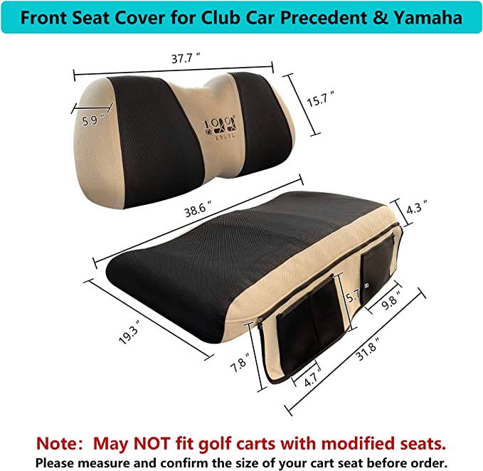 Golf cart front seat cover size