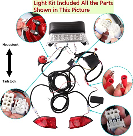 10L0L Golf Cart LED Light Kit (12V) for Club Car Precedent G&E (2004 UP), Deluxe Headlight Taillight with Turn Signals