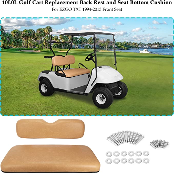 10L0L Golf Cart Front Seat Assembly for EZGO TXT 1994-2013, Factory Style Seat Bottom Cushions & Seat Back Replacement Kit