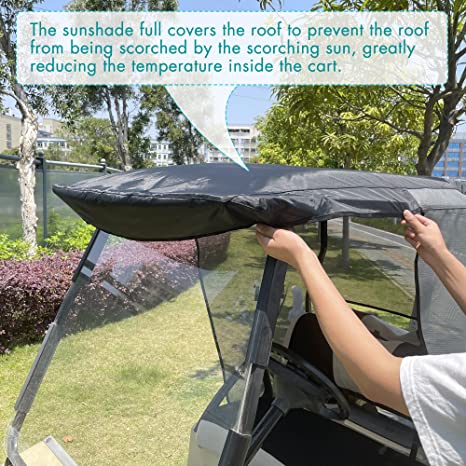 Sun Shade Cover Fit Club Car DS, Superior UV Heat Blocking Polyester Mesh Sun Cover