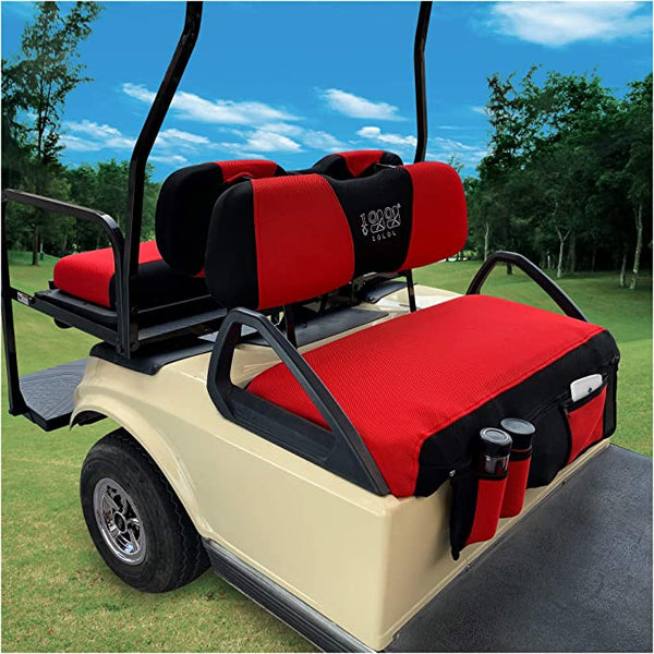 10L0L Golf Cart Seat Covers (Front and Rear) for EZGO TXT RXV & Club Car DS, Removable Pockets Polyester Mesh Cloth Seat Cover
