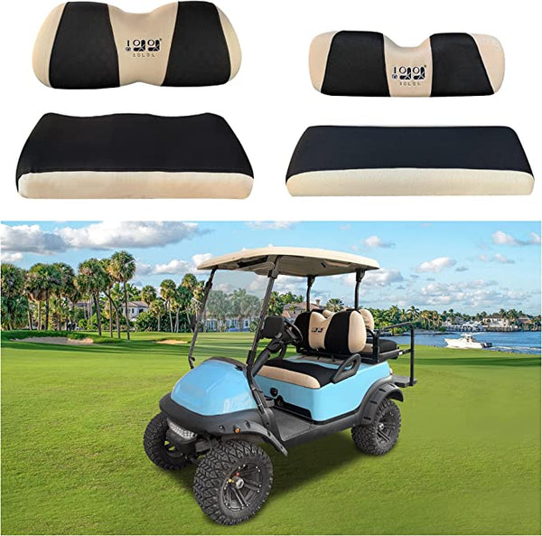 10L0L Golf Cart Front and Rear Seat Cover Set for Club Car Precedent & Yamaha 4 Passenger Models Breathable Washable Polyester Mesh Cloth