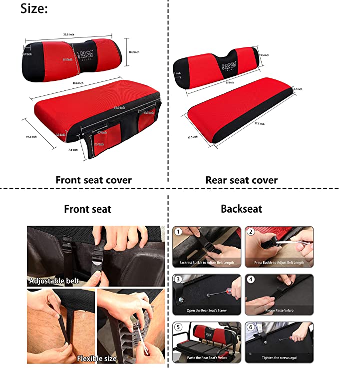 Golf Cart Seat Cover Set Dimensions and Installation Steps