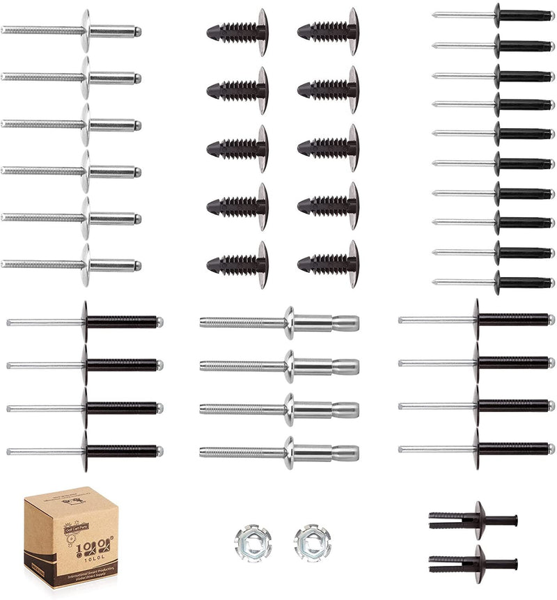 Complete Body Metal Rivet Hardware Kit for (94+) EZGO TXT Gas/Electric Golf Cart with Extra 10 PCS Plastic Fastener Tree Rivets - 44 PCS