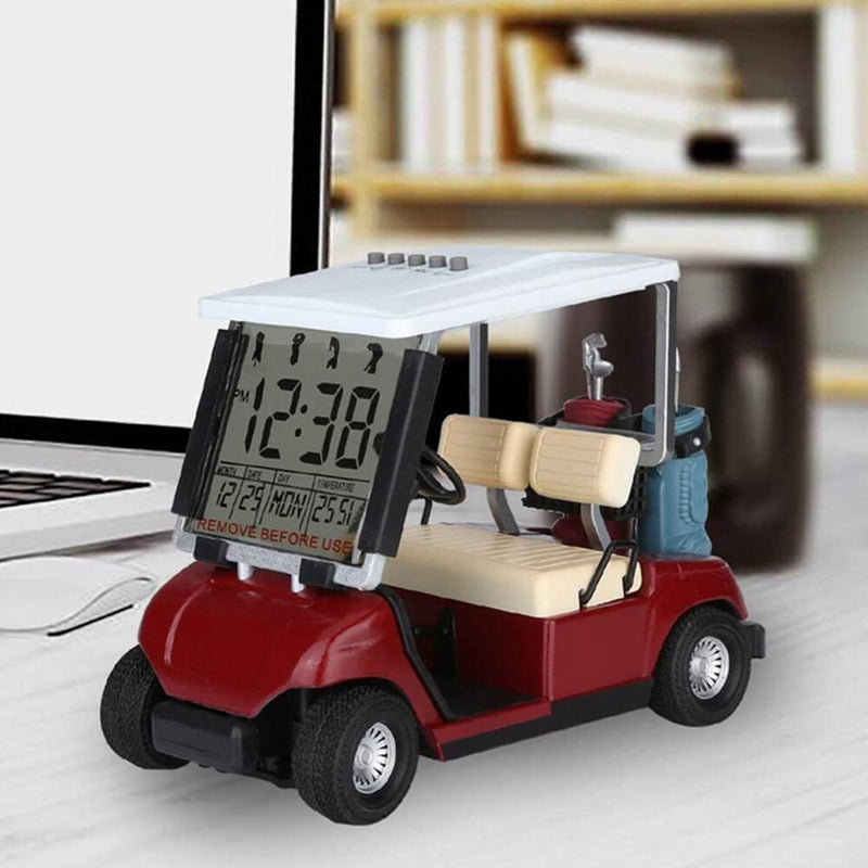 Red LCD Display Mini Golf Cart Clock for Golf Fans Great Gift for Golfers Race Souvenir Novelty Golf Gifts