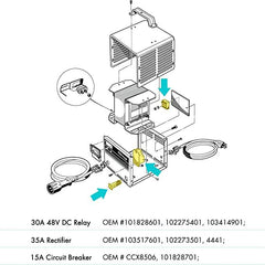Golf Cart Battery Charger Repair Kit for Club Car 48V Powerdrive 1 & 2 Chargers