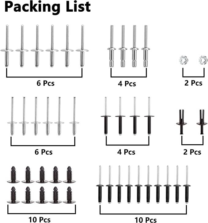 Golf Cart Ezgo Rivet Kit 44 Pcs Complete Body Metal Rivet Set