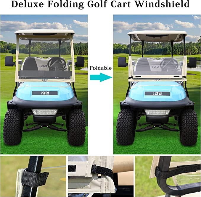 Foldable golf cart windshield