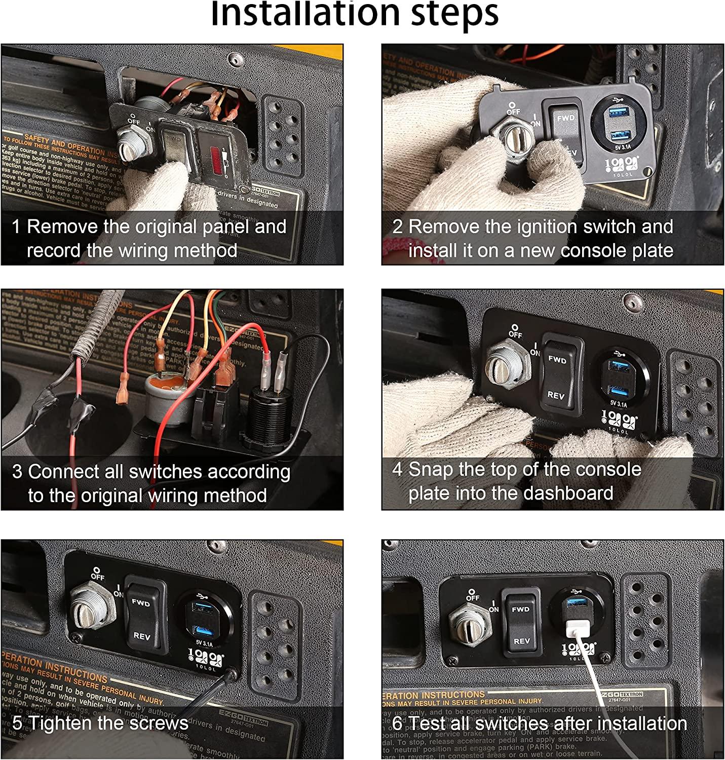 electric golf cart dashboard forward reverse switch panel
